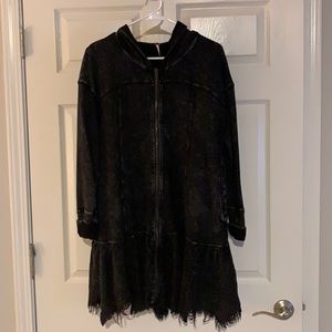 Free People Black zip up hoodie